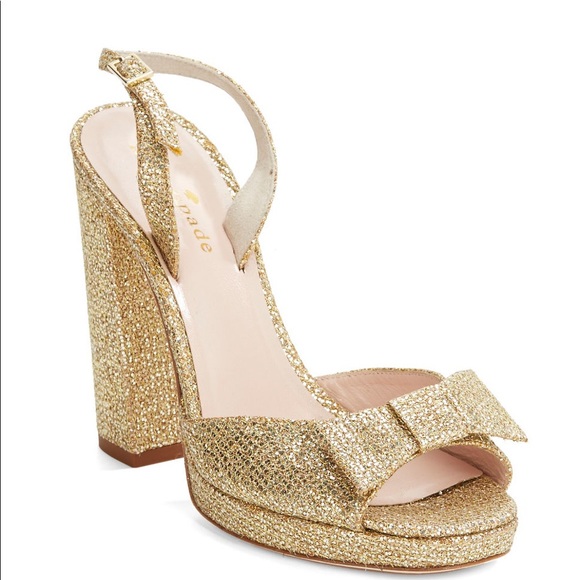 Kate spade gold Briana plat form heels sIze 7 - Picture 1 of 8